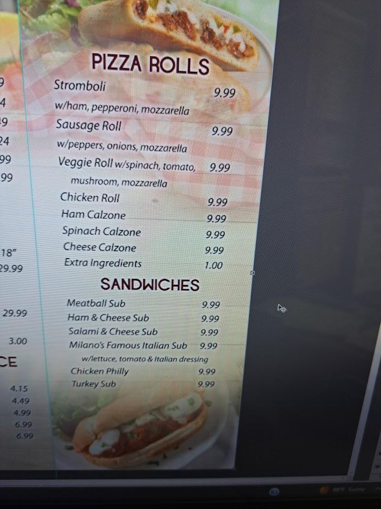Milano's Pizza Menu image 3